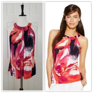INC Sleeveless Floral Halter top - Size L